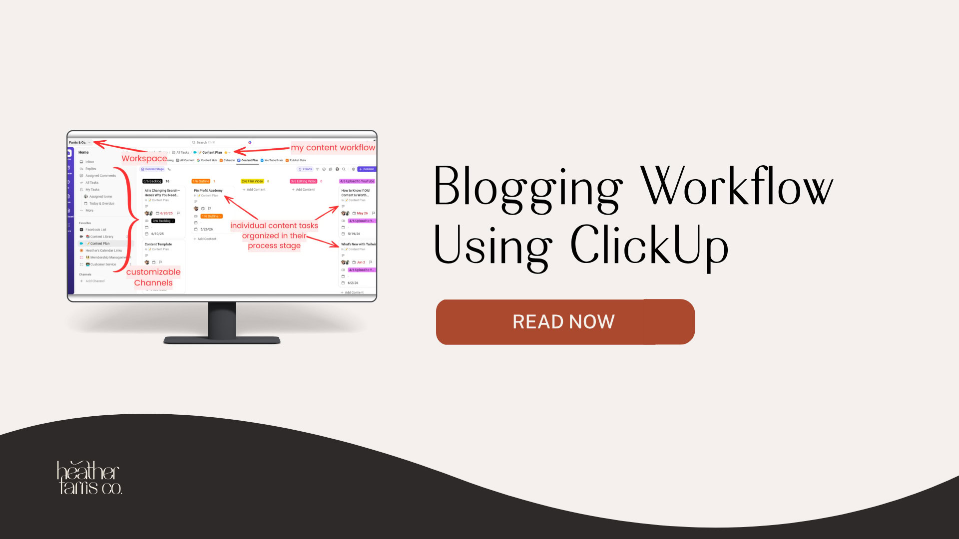 blogging workflow Using clickup