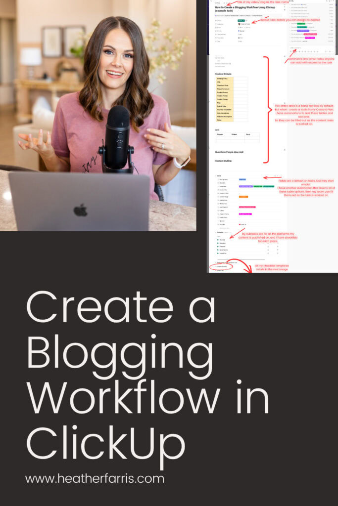 create a blogging workflow in clickup