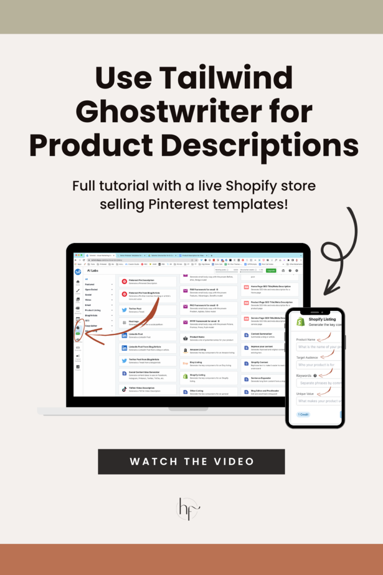Use Tailwind Ghostwriter For E-commerce Shop Descriptions