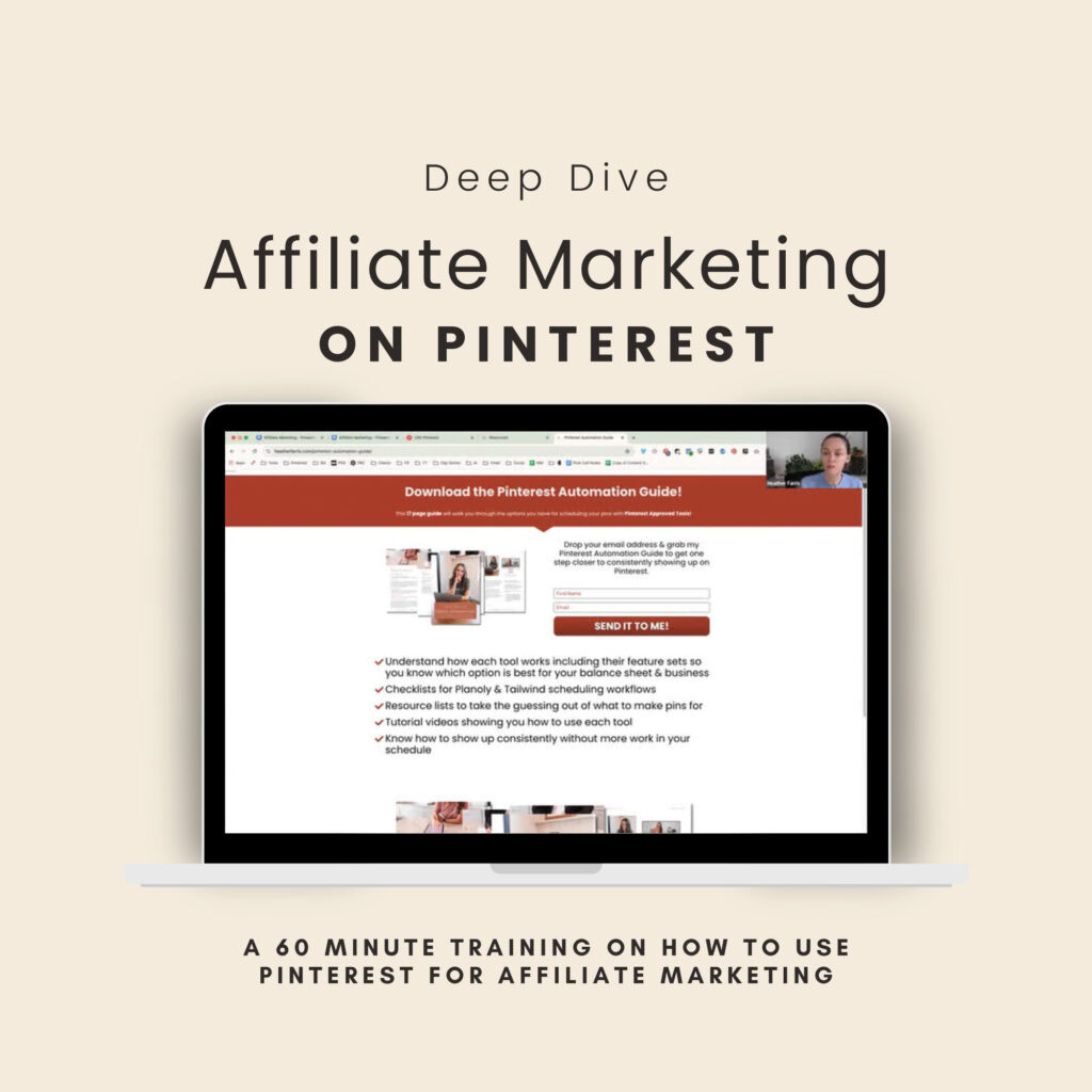 affiliate marketing on Pinterest deep dive class