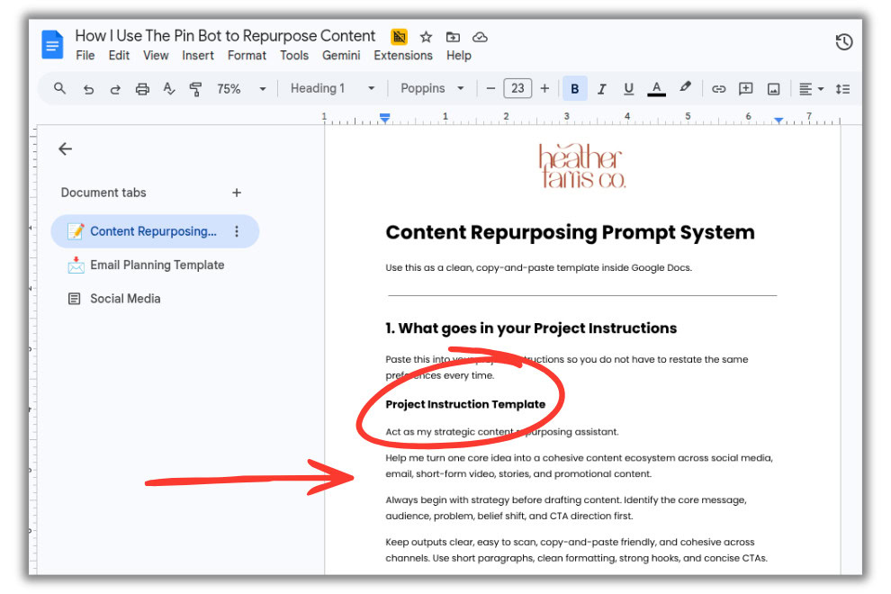 content repurposing project instructions