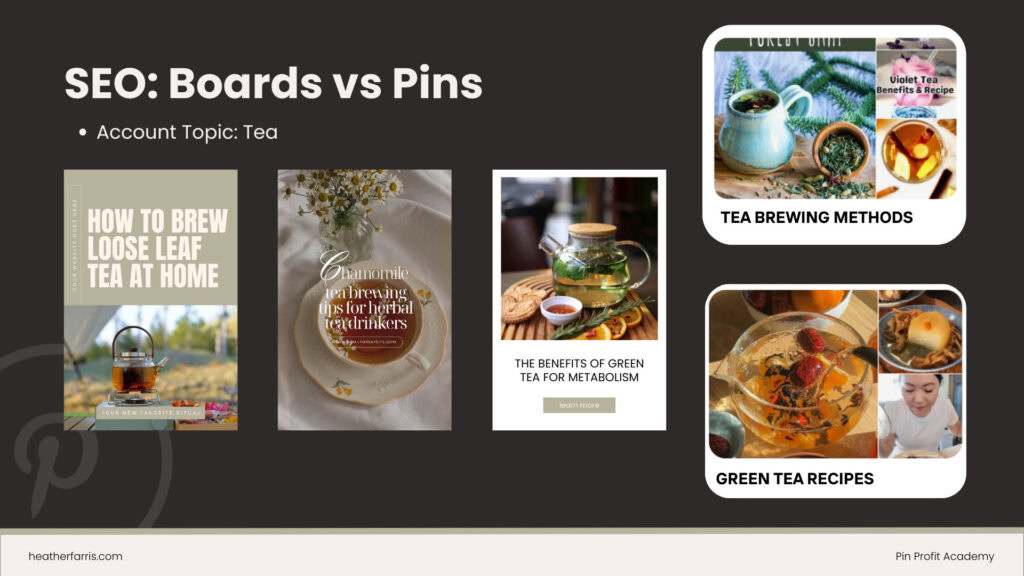 Pinterest SEO with boards and pins