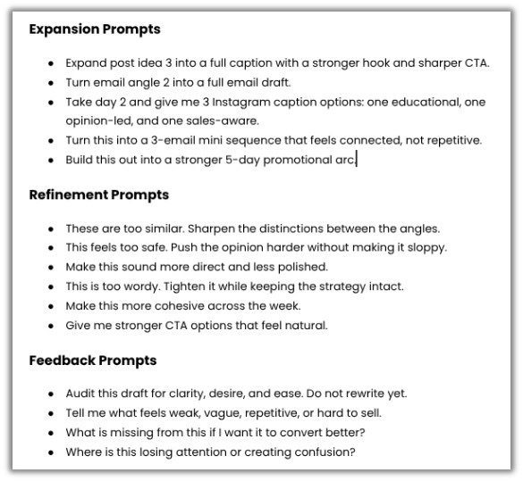 expansion follow-up prompts for content repurposing