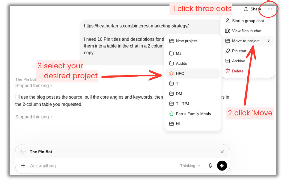 moving chats to projects in chatgpt
