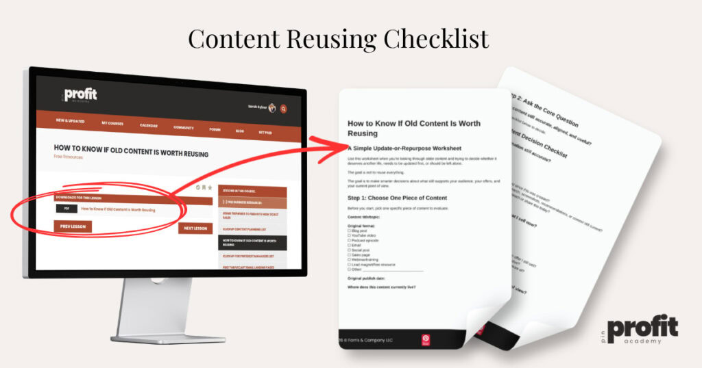 Checklist resource to know when to reuse old content
