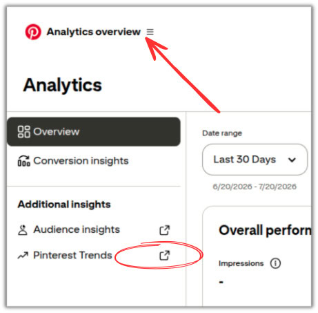finding Pinterest trends from your analytics overview